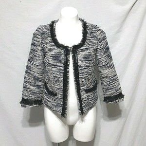 INC International Concepts Tweed Blazer Open Front Small Workwear Chic Jacket
